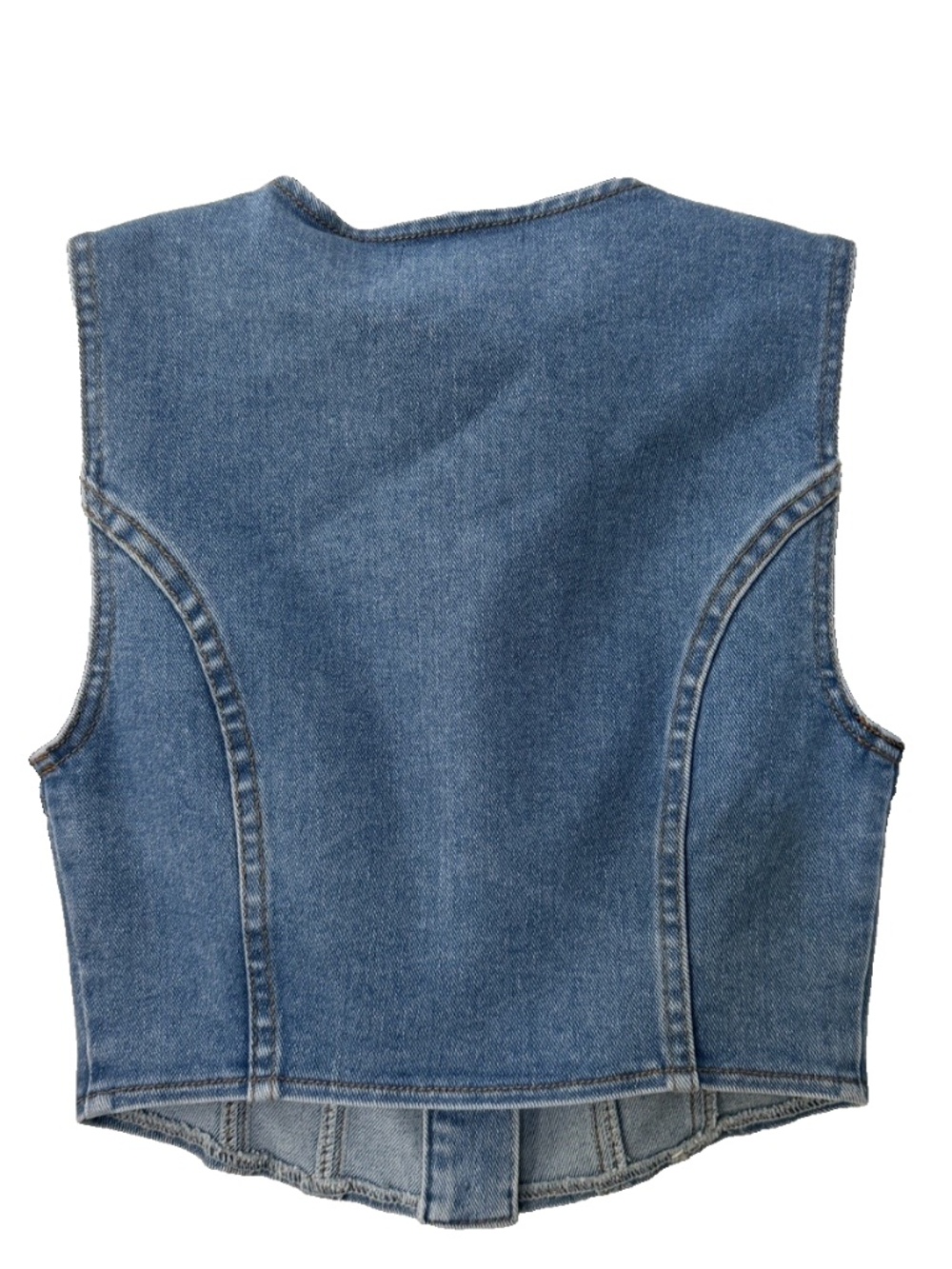 NEW House Of Harlow Denim Crop Top Halter Sleeveless Gold Button Down XS NWT - Picture 2 of 5